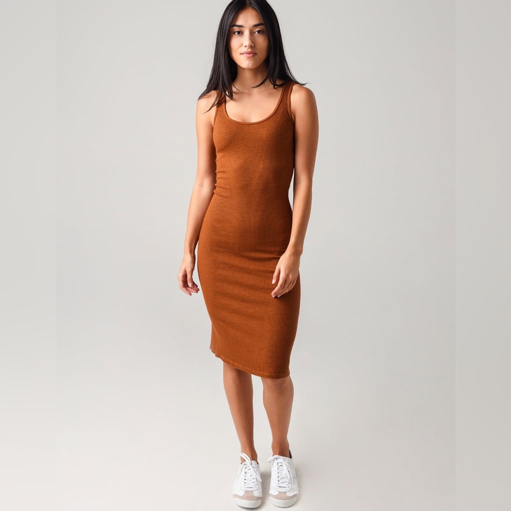 (A53) MONROW Supersoft Rib Tank Dress in Caramel, Color: Caramel, Size XL, NWT